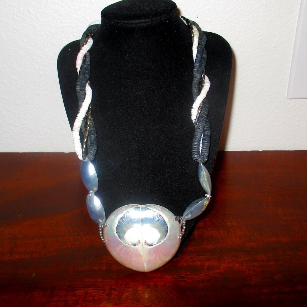 Mother of Pearl and Braided Puka Shell Necklace